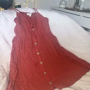 Short Pink/Red Lightweight Summer Dress w/ front tie